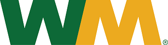 WM waste management contractor logo, which has a large Green W right next to a large yellow M.